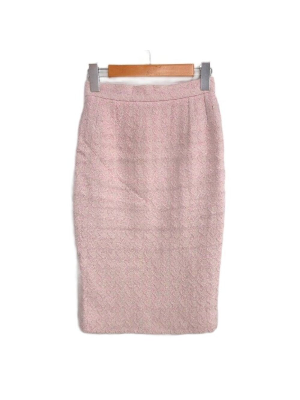 Chanel 93P Fancy Tweed CC Logo Button Pencil Skirt Pink 36